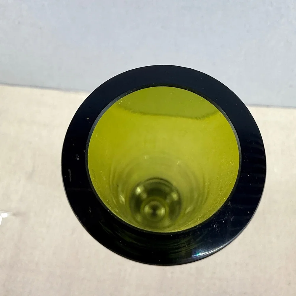 VTG‎ Marquis by Waterford Olive Green Art Glass Vase Modernist 17